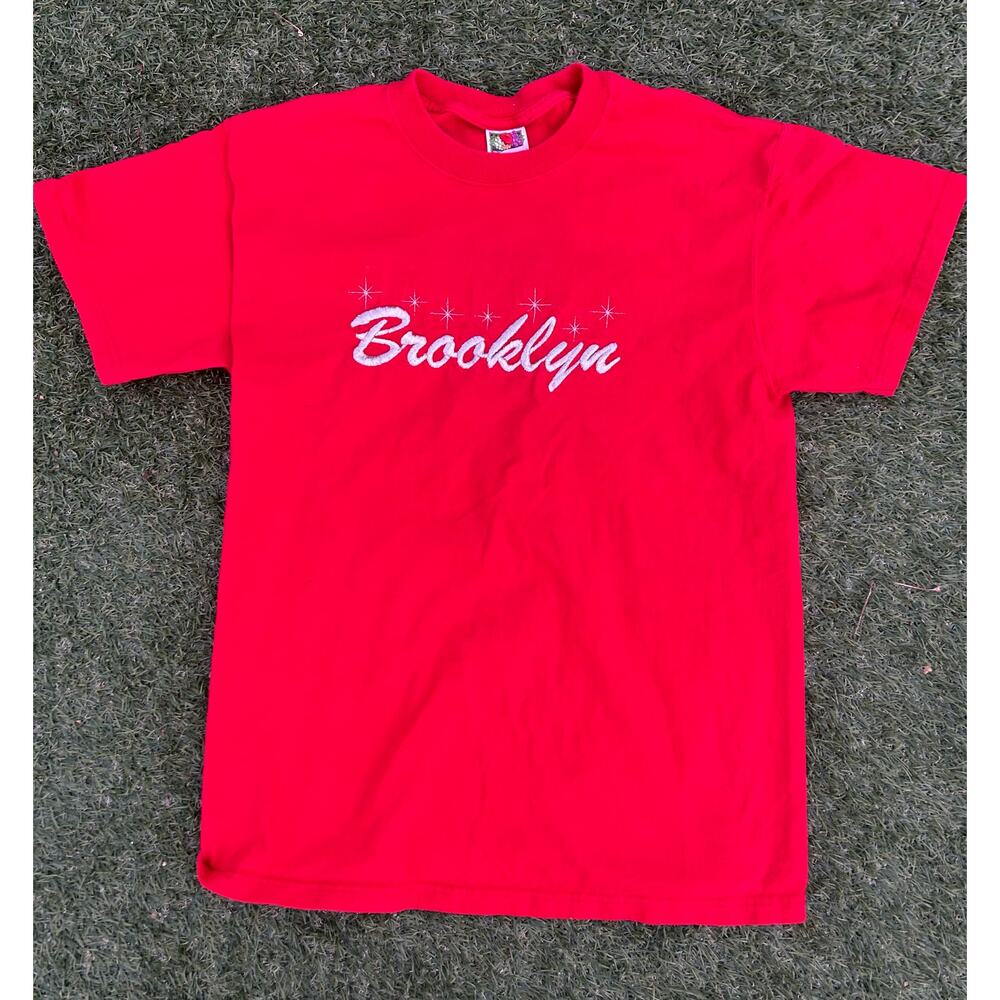 Y2K Brooklyn T-Shirt Red Classic Logo Graphic Tee